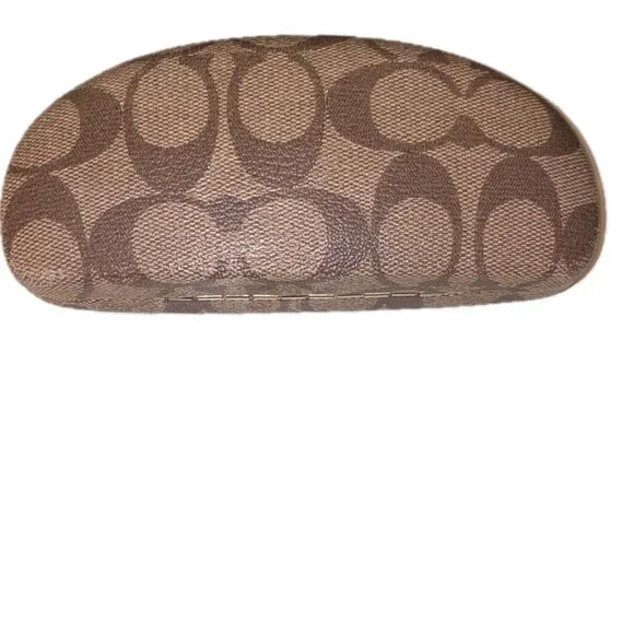 Coach Hinged Hardshell Sunglasses Eyeglasses Case Brown & Tan Logo